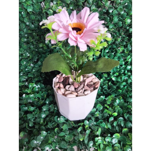 bunga plastik mini pot kristal