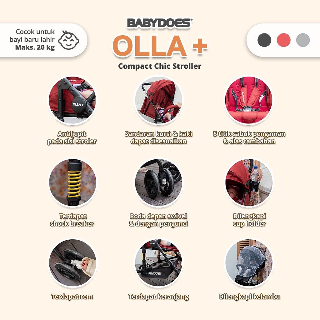 Makassar - Stroller Babydoes Olla+ Plus Kereta Dorong Bayi