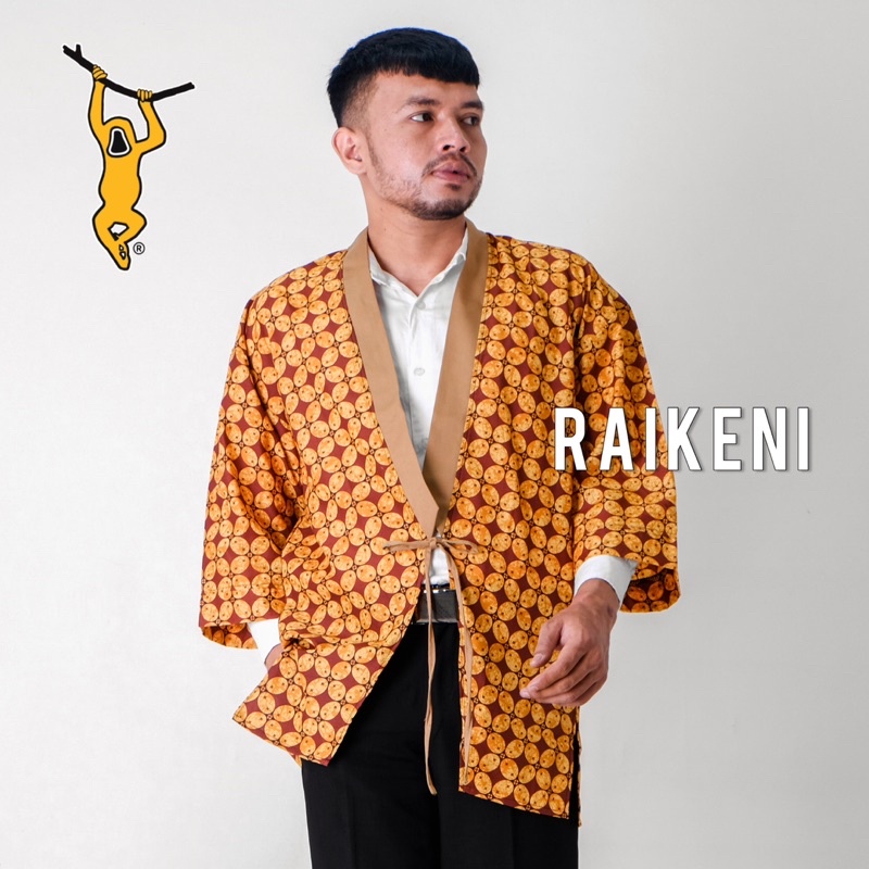RAIKENI Kimono Orkes | Kimono Batik Unisex | Outer Batik Pria Wanita | Cardigan Batik Pria