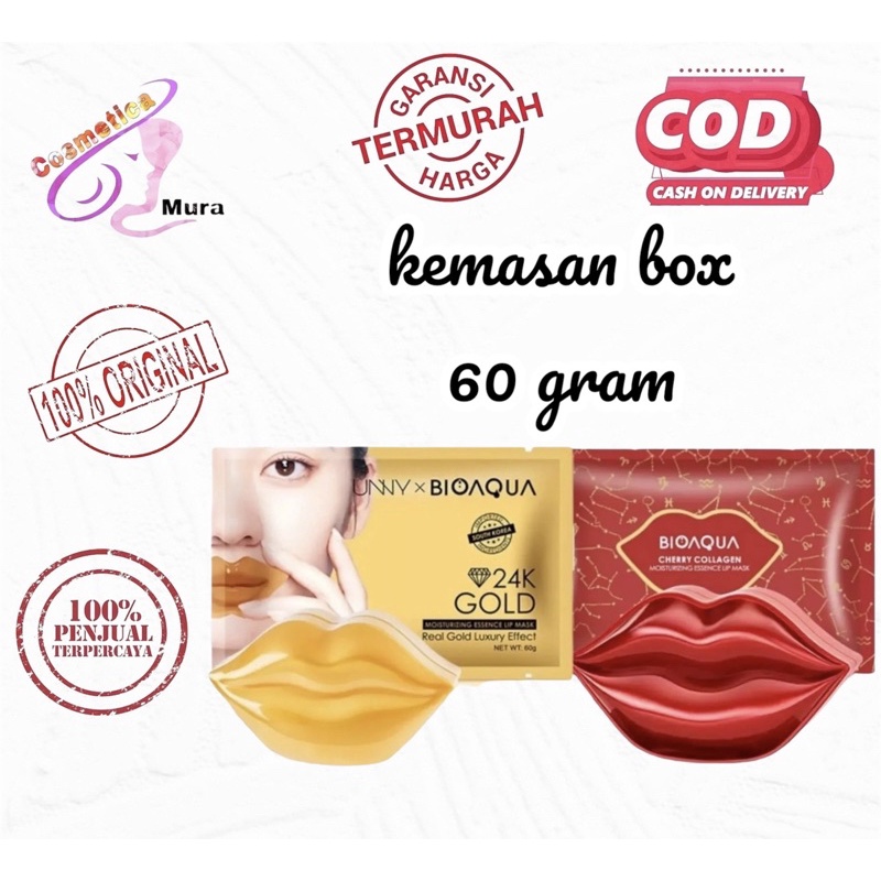 [ kemasan box ]  BIOAQUA - Masker Bibir Cherry collagen Moisturizing Essence Lip Mask 60g BPOM masker perawatan bibir memudarkan kerutan bibir / Lip Mask || zozu lip mask