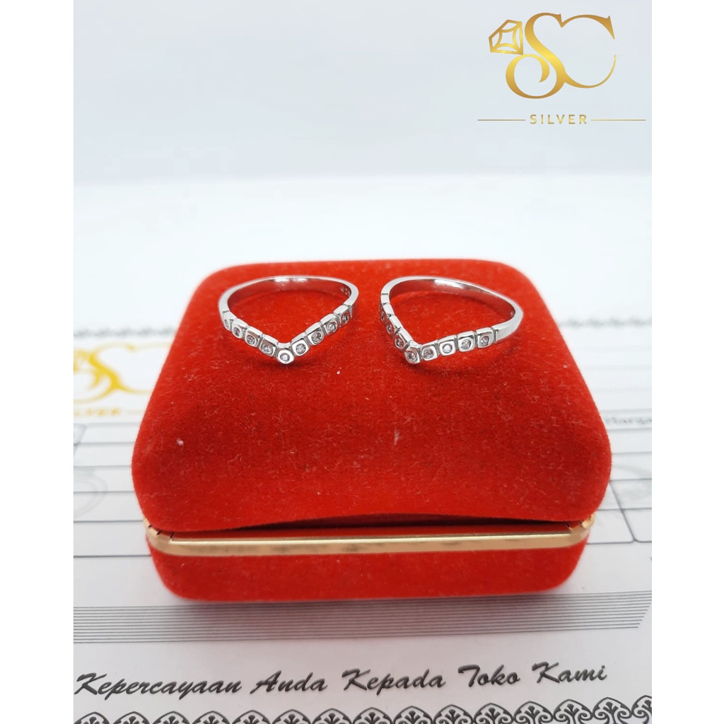 Cincin Aurel Perak Asli Silver 925 Lapis Emas Putih Model cincin Aurel Perak