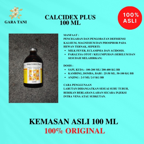 CALCIDEX PLUS 100 ML SANBE | OBAT TERNAK uNTUK SAPI & KAMBING KEKURANGAN KALSIUM