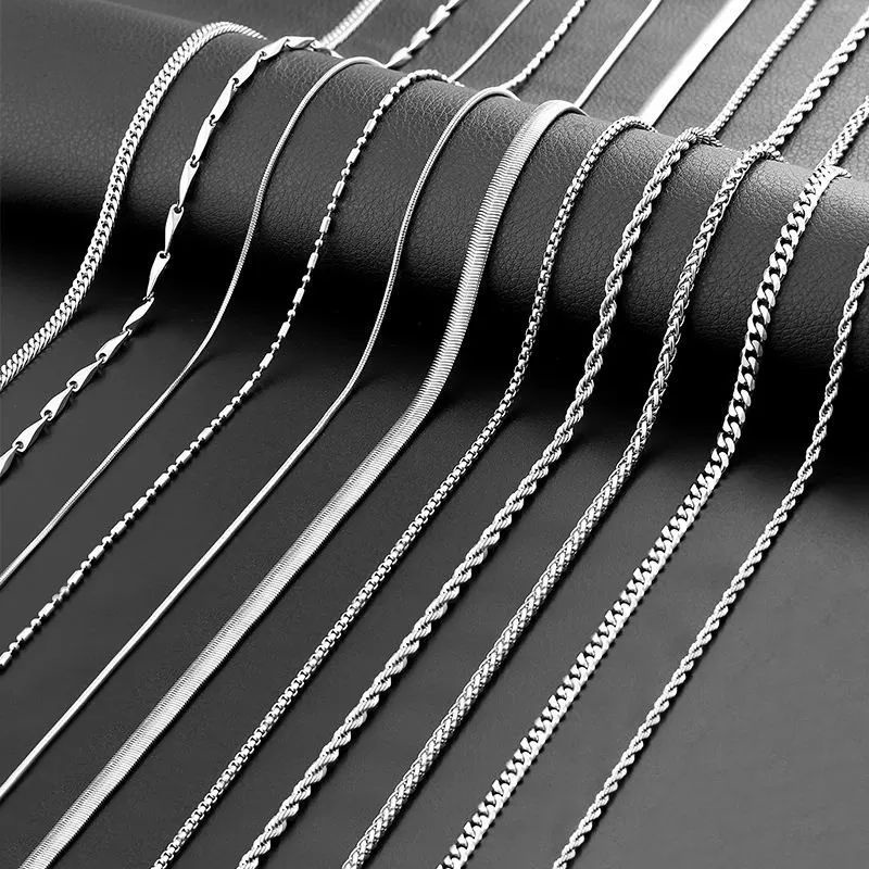 Varian kalung silver titanium stainless 316L jewelry anti karat anti luntur model tambang putar bamb