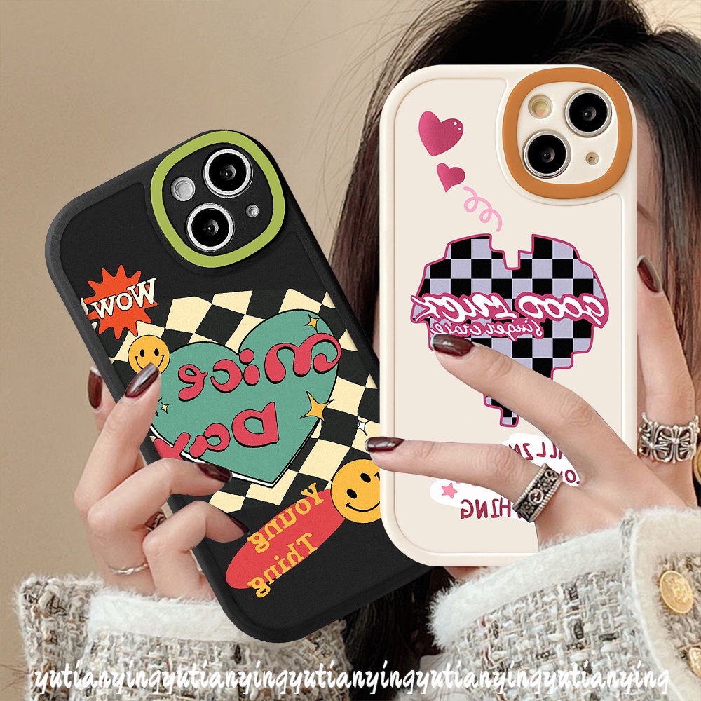 Case Pasangan Untuk Samsung A12 A13 A03s A04s A32 A04 A03 A73 A50s A53 A30s A23 A50 A21s A11 A52s A72 A52 A02s A31 A22 A33 A20s M23 A10s A71 A51 Smile Love Hati Papan Catur Soft Case