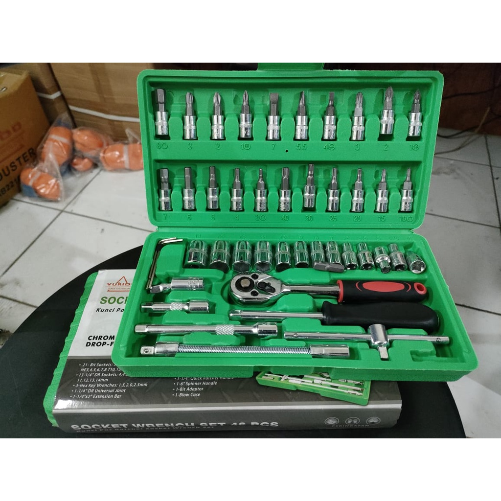 KUNCI SET 46 PCS - 32PCS KUNCI SOK SET 1/2&quot;  YUKIDO / SOCK SET 32 PCS BOX PLASTIK ( PVC )