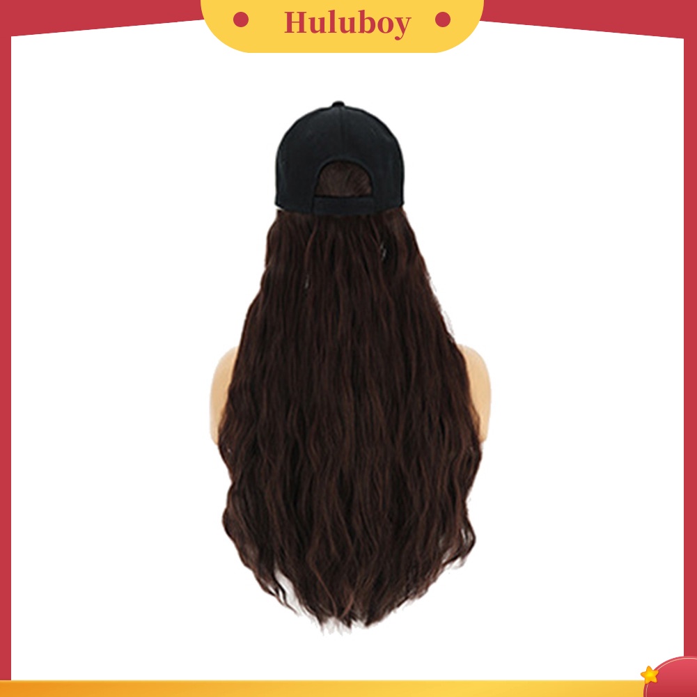 Wig Rambut Ekstensi Model Panjang Keriting Gelombang Dengan Topi Peaked Untuk Wanita