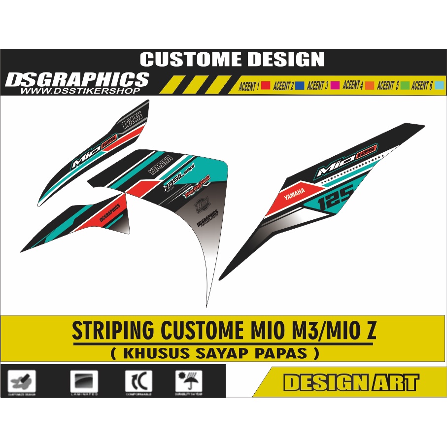 striping semi decal mio m3 warna hitam/striping full body mio m3/mio z variasi