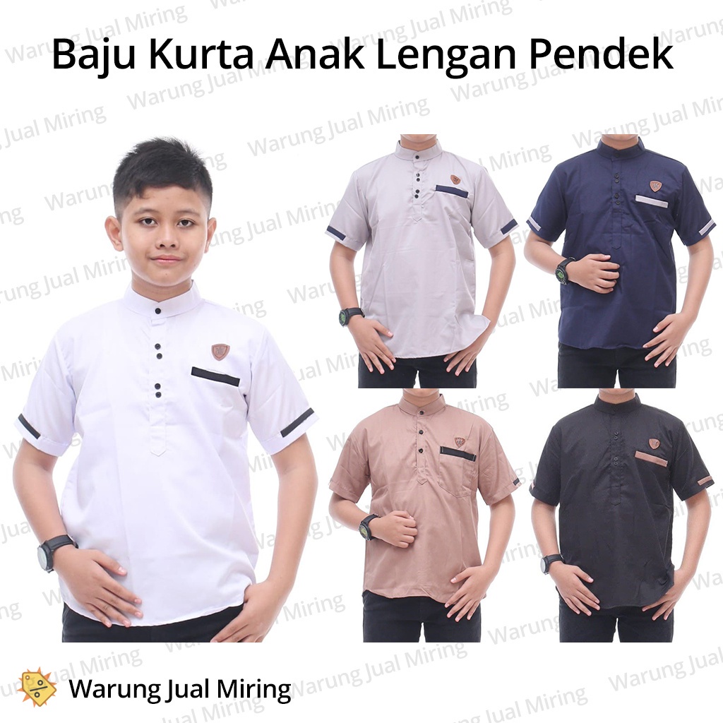 Baju Koko Kurta Anak Toyobo 4-15 Tahun Lengan Pendek Laki Remaja Tanggung Atasan Muslim Santri Kokoh Modern Kemeja Tangan Kantong Hidup Katun Cotton Asli Adem Lebaran Murah Polos Warna Hitam Putih TK SD Usia Umur Tahun Kelas 1 2 3 5 7 8 9 10 11 12 13 14