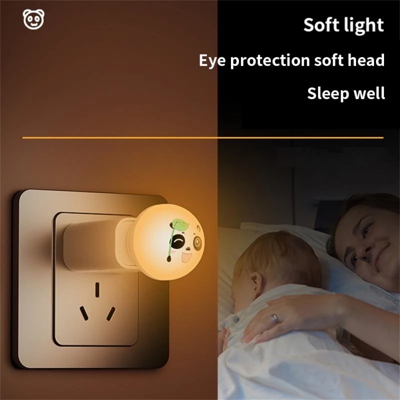 [Harga Grosir] USB Plug Ambiance Lighting Hangat Lucu Panda Lampu Malam Hemat Energi Lampu Tidur LED Pelindung Mata Lampu Baca Cocok Kamar Tidur Lorong Kantor