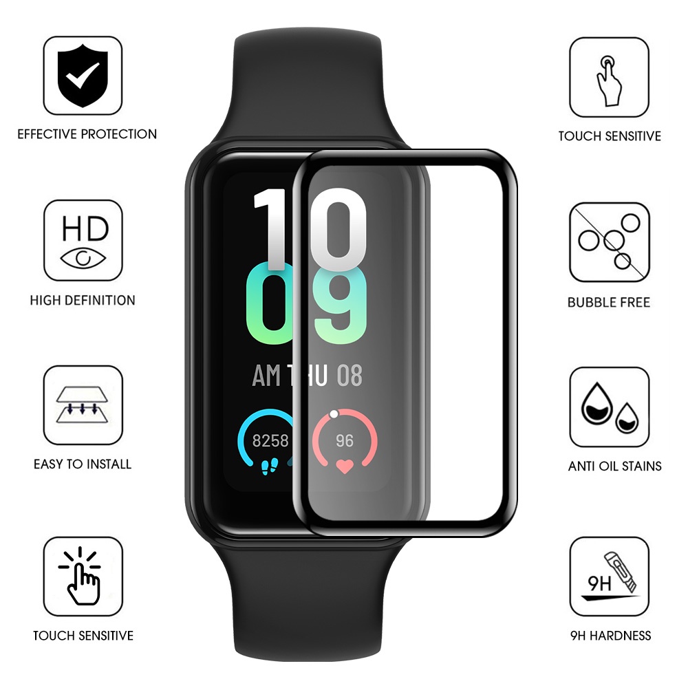 20d Pelindung Layar Lembut PMMA Screen Protector Film Anti Fingerprint Screen Film HD Anti Gores Pelindung Film Full Lengkung Anti Gores Nonton Film Untuk Amazfit Band7 Smart Watch