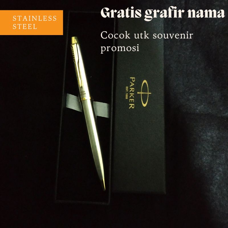 

Pulpen mewah Parker stainless model putar exclusive gratis Grafir nama
