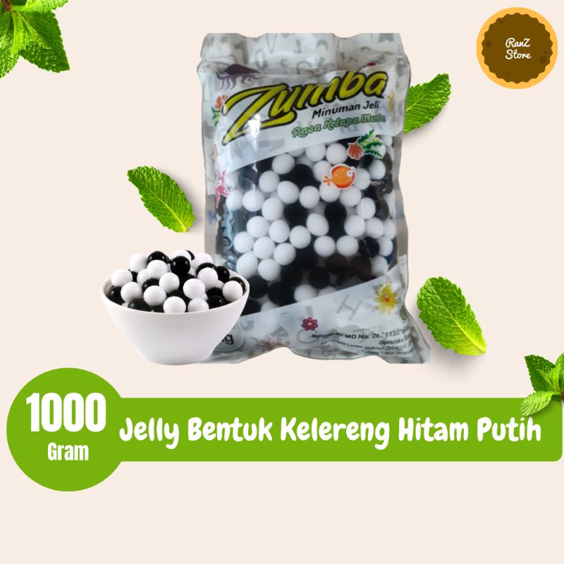 

jelly bentuk mutiara besar hitam putih kemasan 1kg