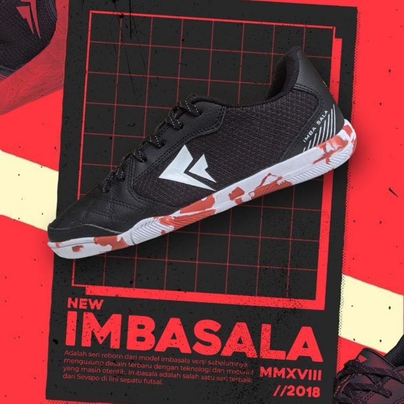 sepatu futsal sevspo imbasala black camo red