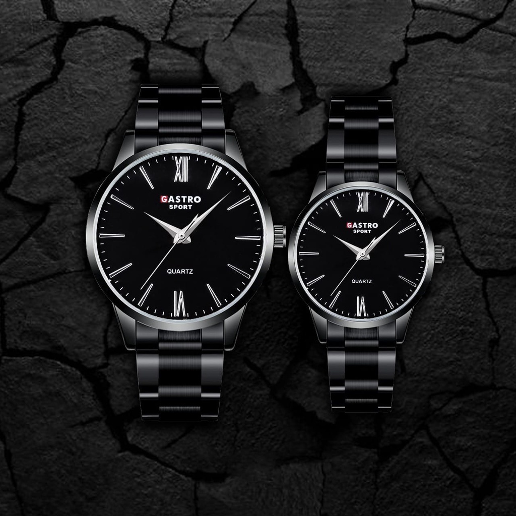 [COD] Jam Tangan Couple Analog Quatz Pria Wanita Gastro Rantai Stainless GSTRT002