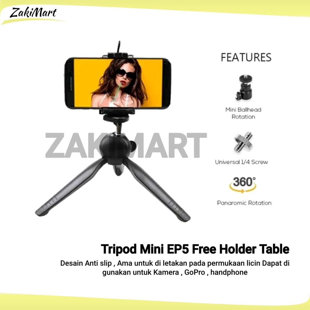 Tripod Mini EP5 Free Holder Table Top Tripod HP Gopro Selfie Tiktok