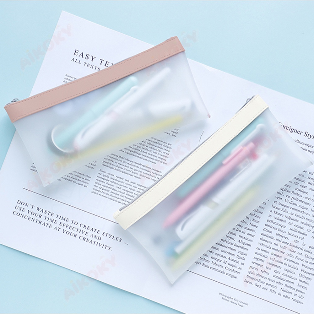 Aikoky Kotak Pensil Edge Color Transparan/Tempat Pensil Anak