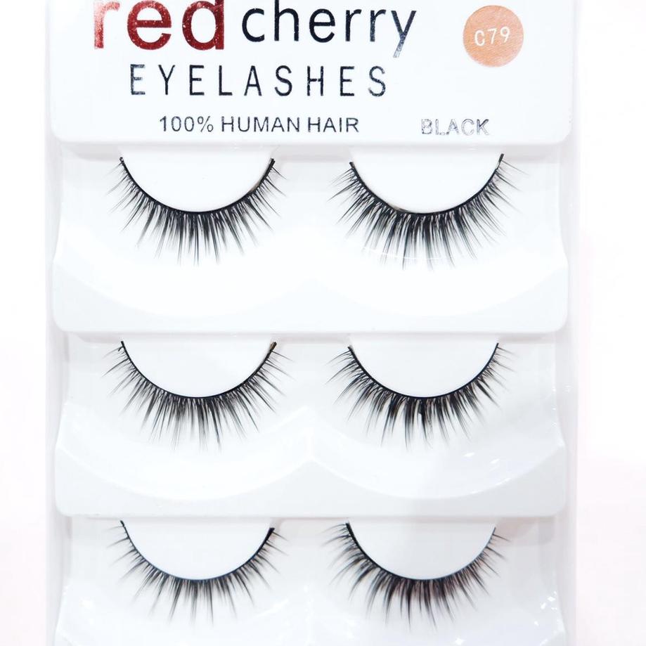 Recomended Bulu mata palsu import set 5 pasang human hair red cherry premium MUA quality