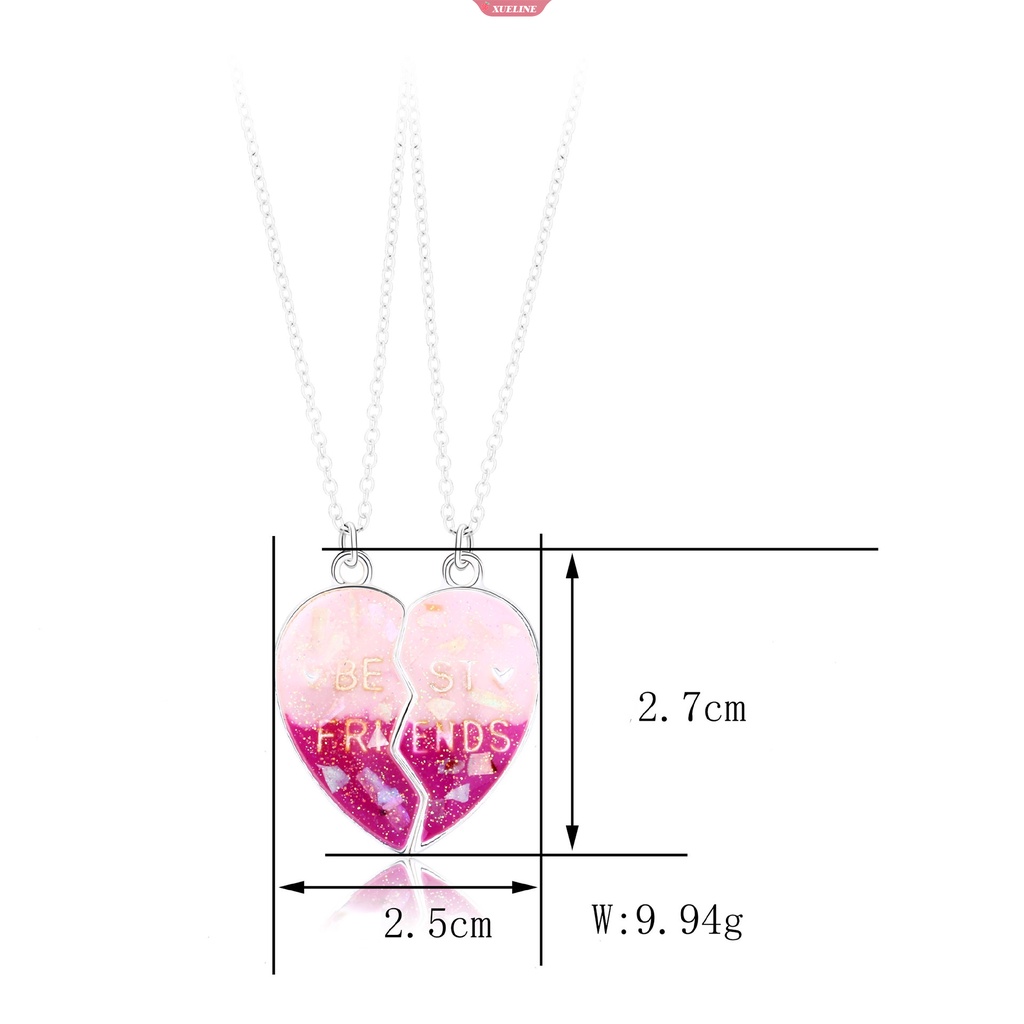 Bff Baru 2buah Warna Gradasi Hati Patchwork Liontin Rantai Halus Dan Indah BFF Kalung Persahabatan Untuk Teman [ZXL]