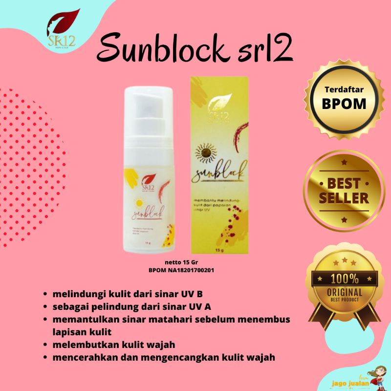 sunblock sr12 spf 30 perawatan wajah untuk pria dan wanita