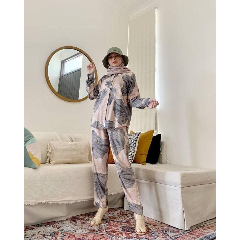 ONE SET SETELAN RAYON BAJU TIDUR PIYAMA MOTIF