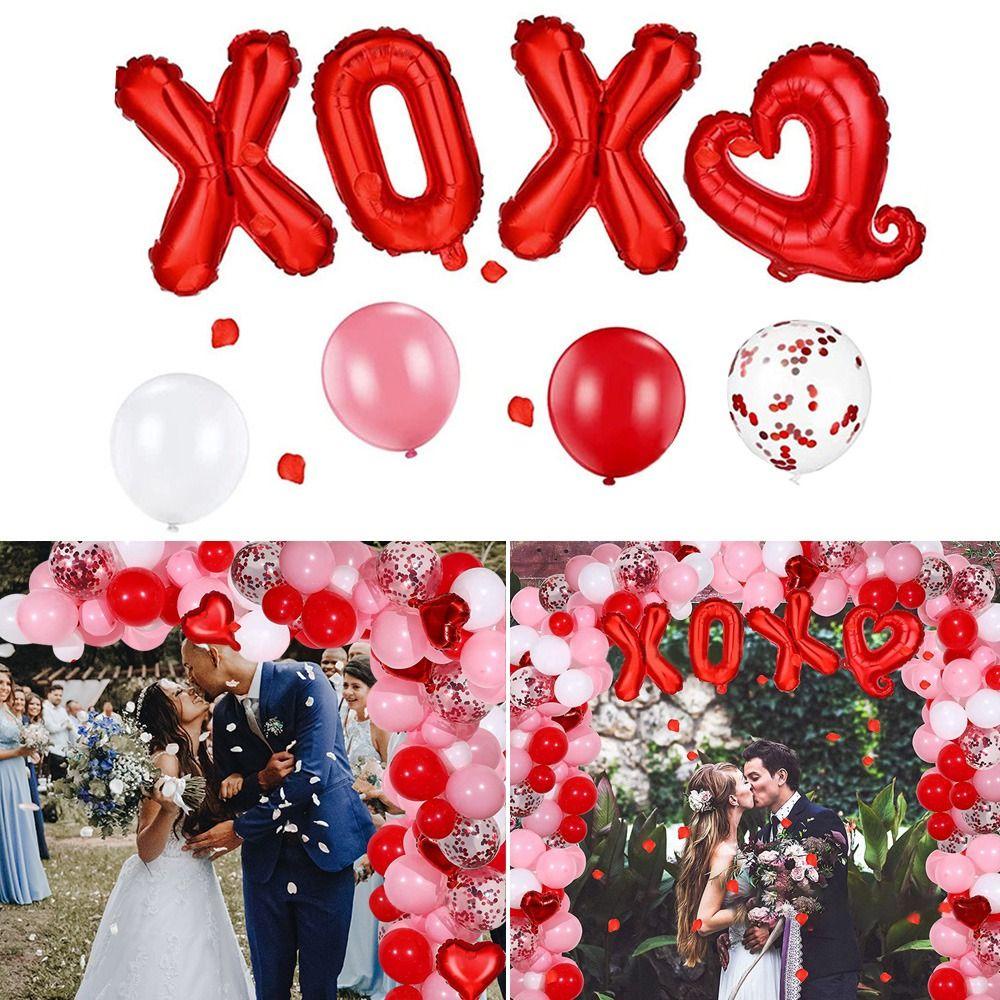 Nanas Hari Valentine Balon Ulang Tahun Pernikahan Dekorasi Balon Tiup Perlengkapan Pesta Balon Set