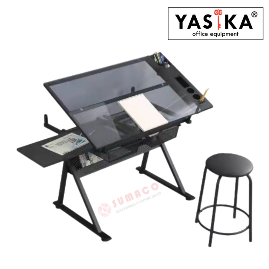 Meja Gambar Arsitek, Desain, Seni Rupa Kaca || Yasika YMA-100 + Kursi