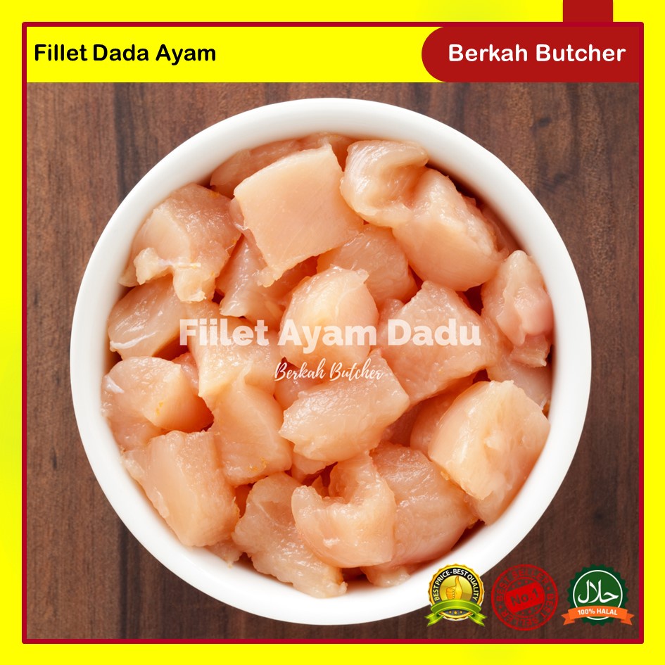 Daging Boneless Dada Ayam Fillet 1kg Potong Dadu - Berkah Butcher