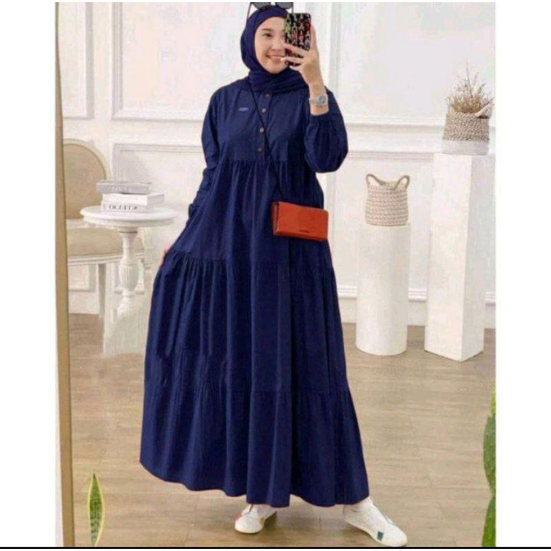 Gamis Rayon Kirania wanita Dewasa Busui Lengan Panjang Polos Terbaru Kekinian