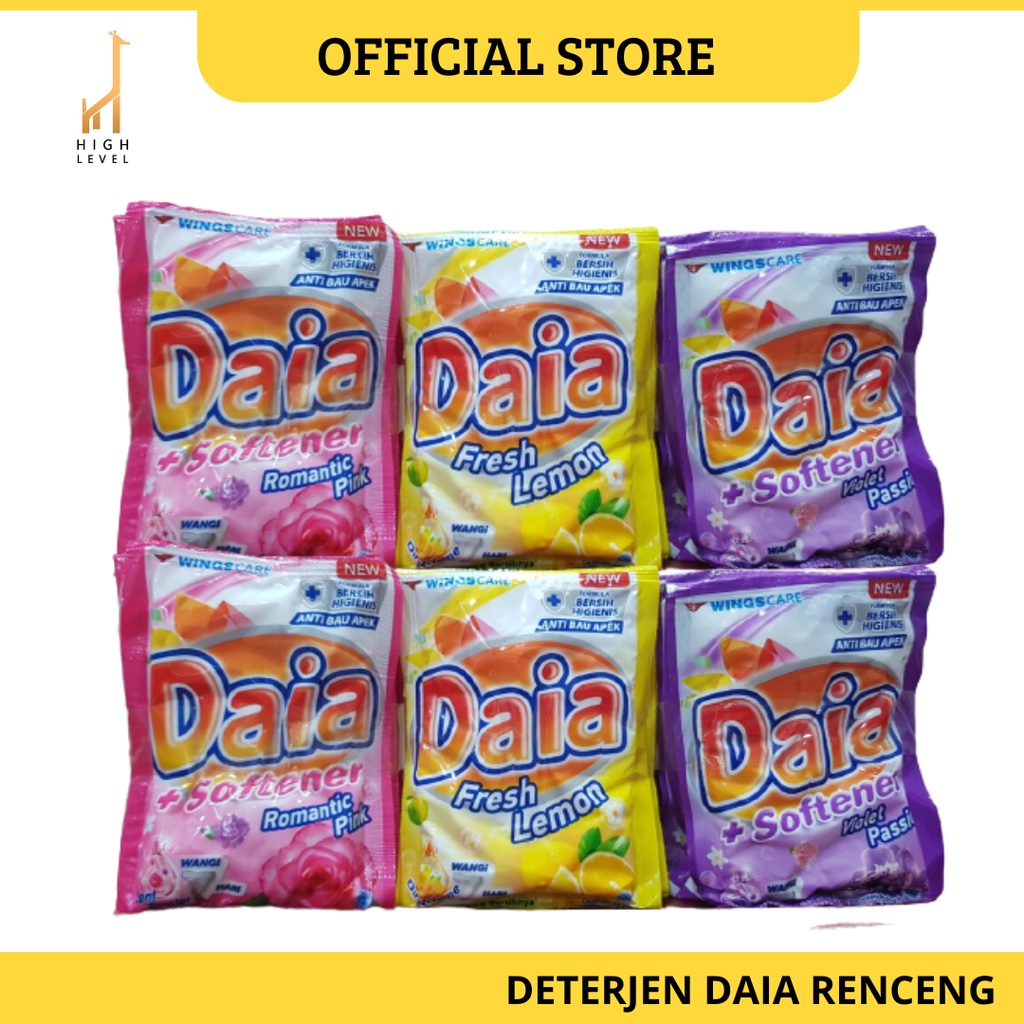 Deterjen DAIA Plus Softener Fresh Lemon Violet Passion Romantic Pink hijab floral blossom putih 1 Re