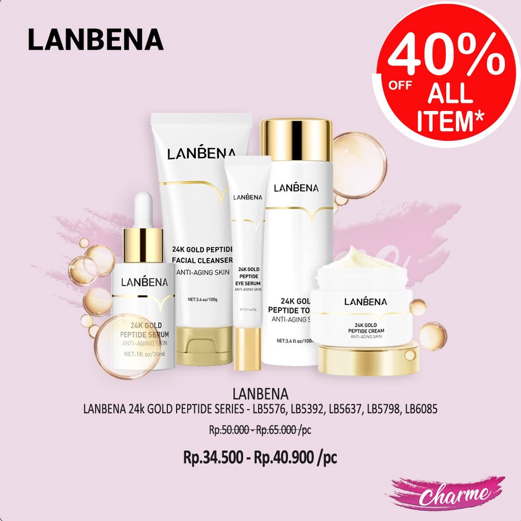 (READY &amp; ORI) LANBENA 24K GOLD PEPTIDE FACIAL CLEANSER/TONER/EYE CREAM LB5576 5392