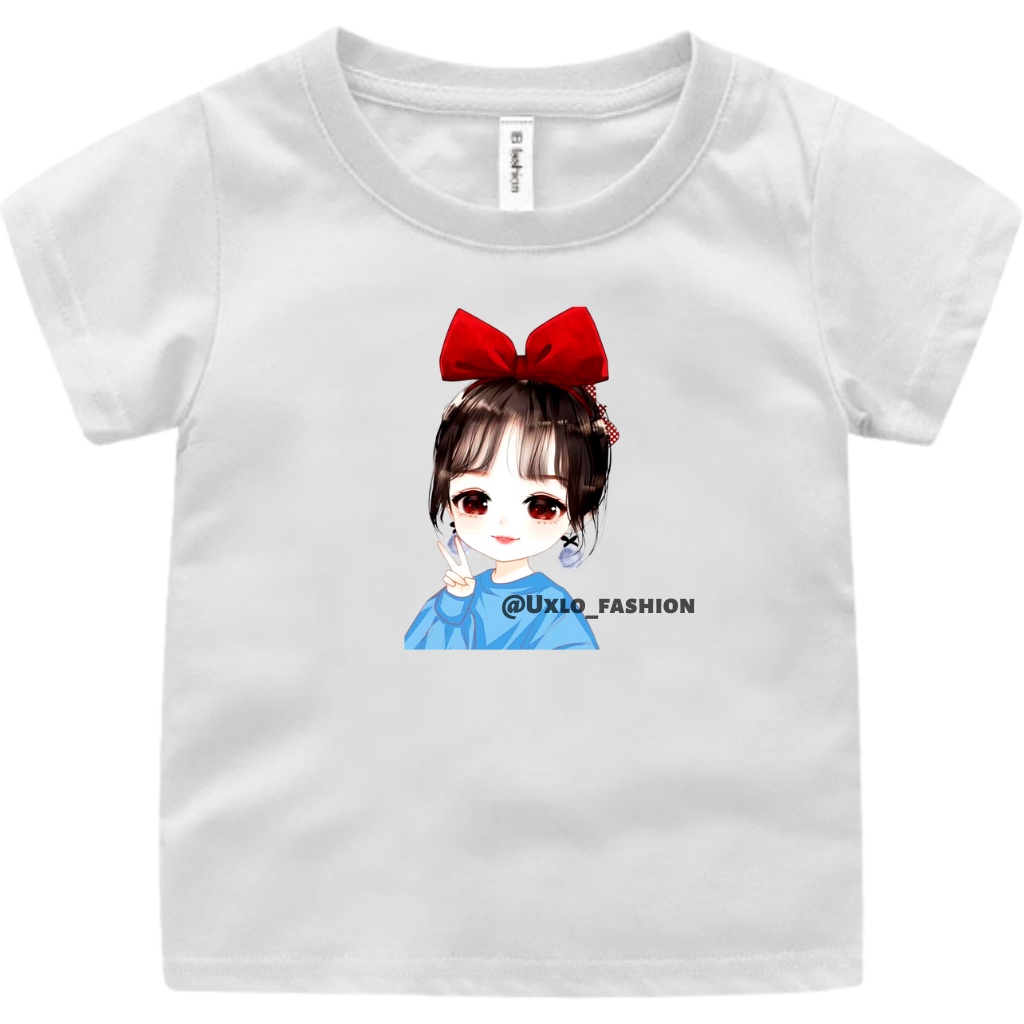 BAJU KAOS ANAK PEREMPUAN MURAH UMUR 2-9 TAHUN SABLON DIGITAL GAMBAR KARTUN KARAKTER UXLO FASHION