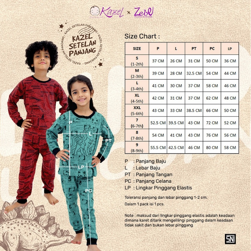 Kazel Setelan Panjang 1-9 Tahun Setelan Panjang Dino Boy dan Unicorn Girl Monochrome Series Full Print Kazel X Zebe Part 2 CBKS