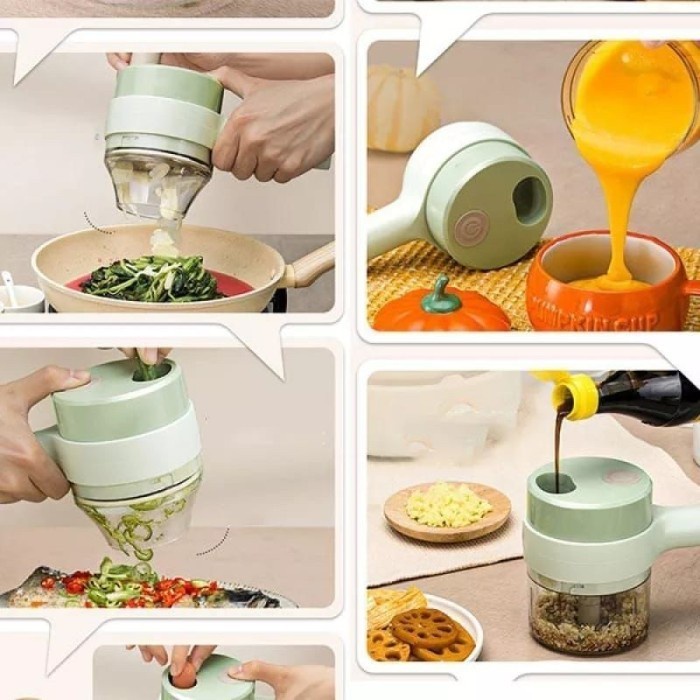 4 in 1 Set Mesin Pemotong Sayuran Food Chopper Electric USB Praktis