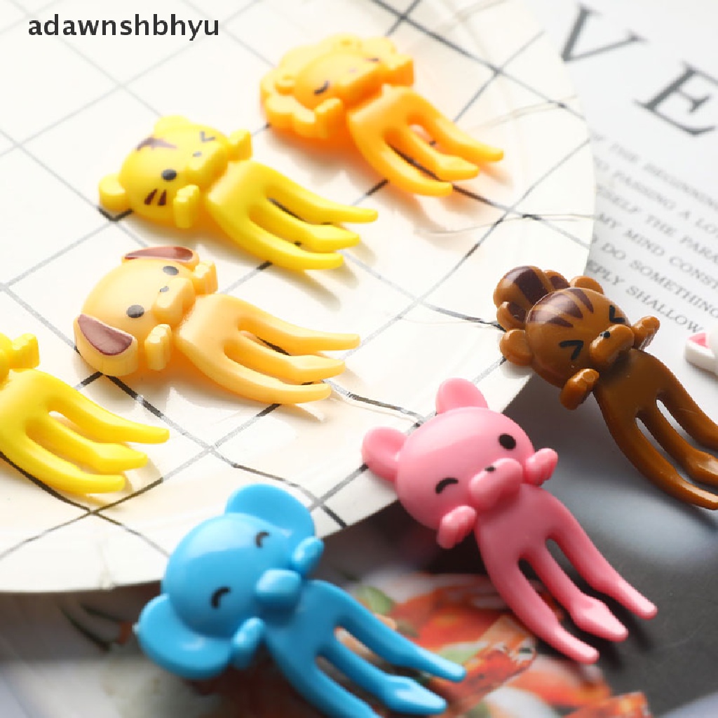 Adawnshbhyu 8pcs Mini Animal Farm Kartun Food Picks Anak Snack Kue Dessert Garpu Buah ID