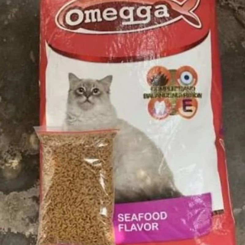 OMEGA CAT SEAFOOD REPACK 1KG MAKANAN KUCING ECER MURAH