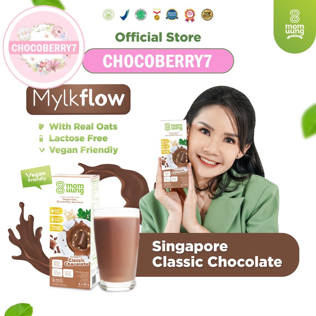 Mom Uung Mylkflow Susu Almond Pelancar Asi Ekstra Kelor Oats dan Daun Katuk Chocoberry7 MomUung Tangerang