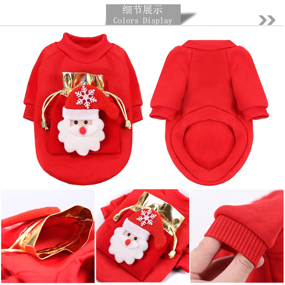 Baju Anjing Natal Kucing Pakaian Hewan Peliharaan Musim Dingin Hangat Fleece Sweater Perlengkapan Hewan Peliharaan Untuk Anjing Kecil Rusa Dekorasi Natal2022