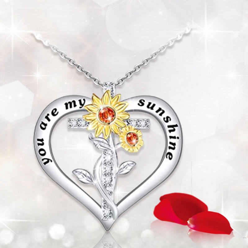 Distance Sunflower Necklace Untuk Wanita Perhiasan Kalung Hati Perak925 Sterling
