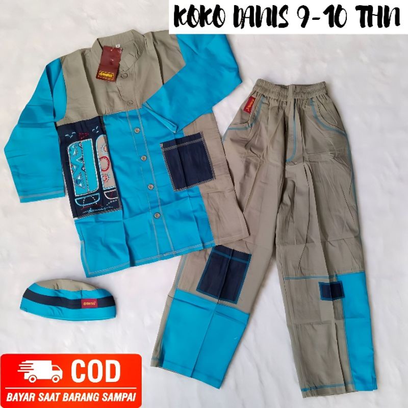 DANNIS SETELAN KOKO MUSLIM ANAK COWOK USIA 9-10 TAHUN ATASAN MUSLIM KOKO LENGAN PANJANG CELANA PANJA