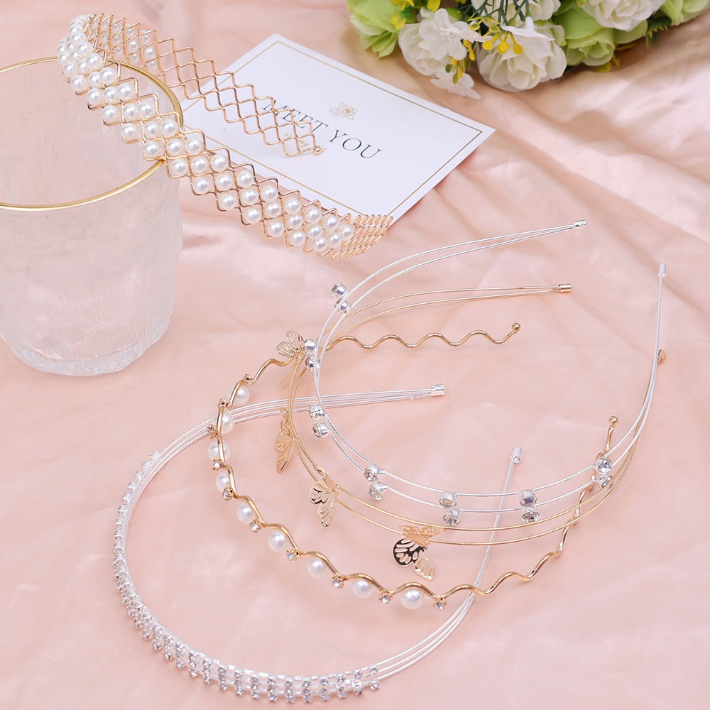 Hair Hoop Hairbands Ladies Pearls Fashion Wanita Aksesoris Rambut Gadis Bando Korea Elegan Kupu-Kupu Temperamen Hiasan Kepala