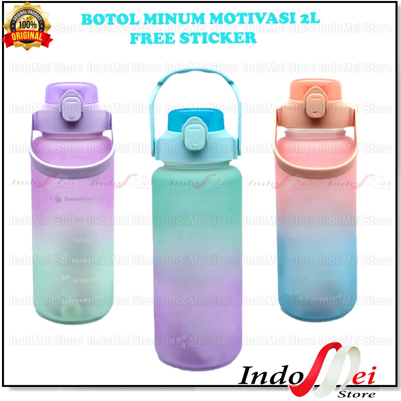 Jual Botol Minum 2 Liter Botol Minum Viral Botol 2000ml Pelangi Botol Minum Motivasi Free 2dand3d