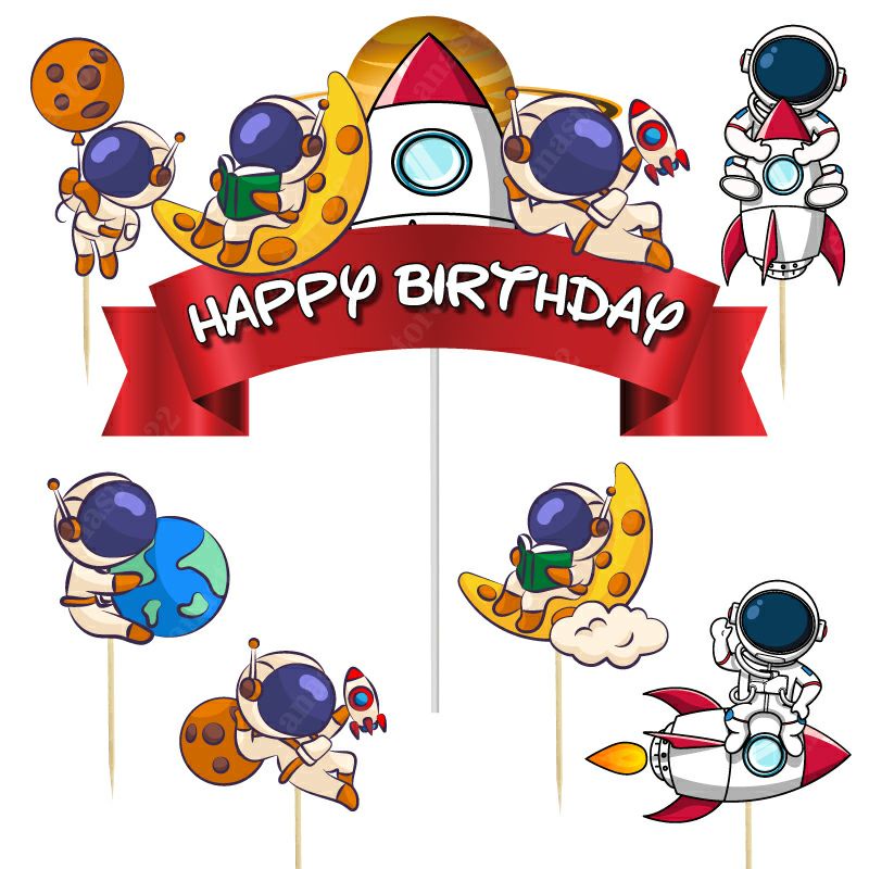 

Cake Topper Karakter Astronot Happy Birthday Hiasan dekorasi kue ulang tahun