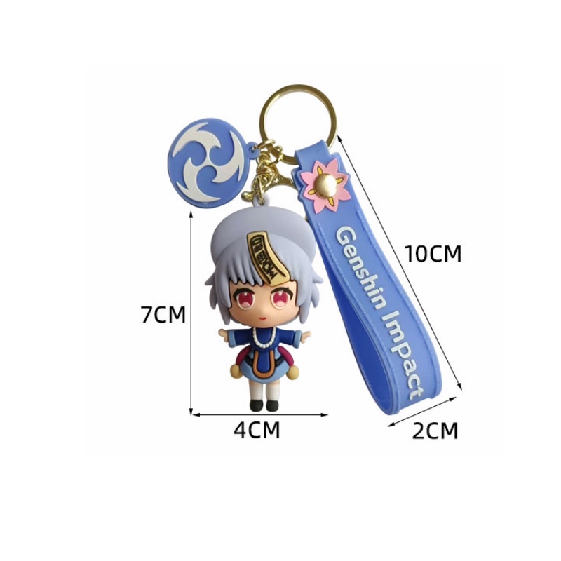 Genshin Impact Keychain Xiao Venti Qiqi Keqing Figure Toy PVC Doll Keychain Bag Pendant Keyring Kids Christmas Birthday Gift