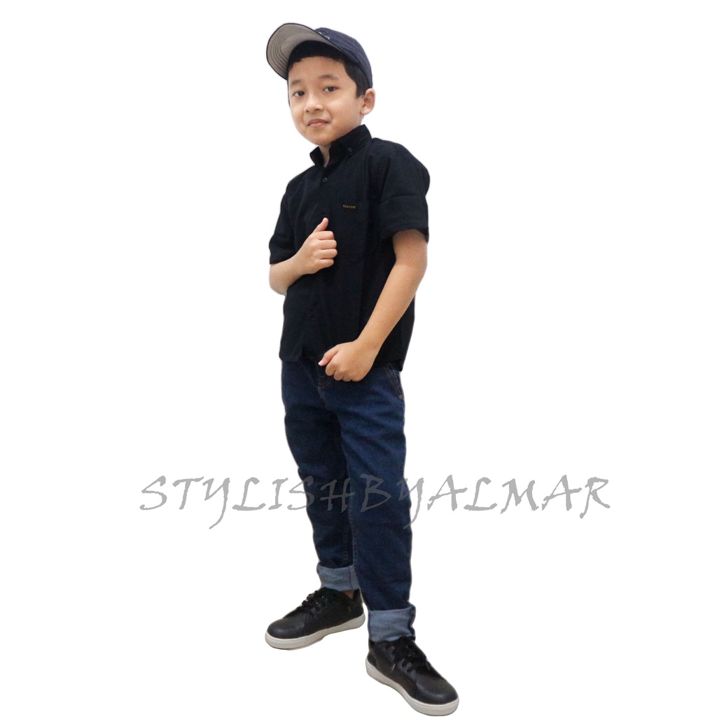 Celana Jeans anak tanggung laki-laki umur 7 - 16 tahun sd sampai smp hitam biru dongker biru muda