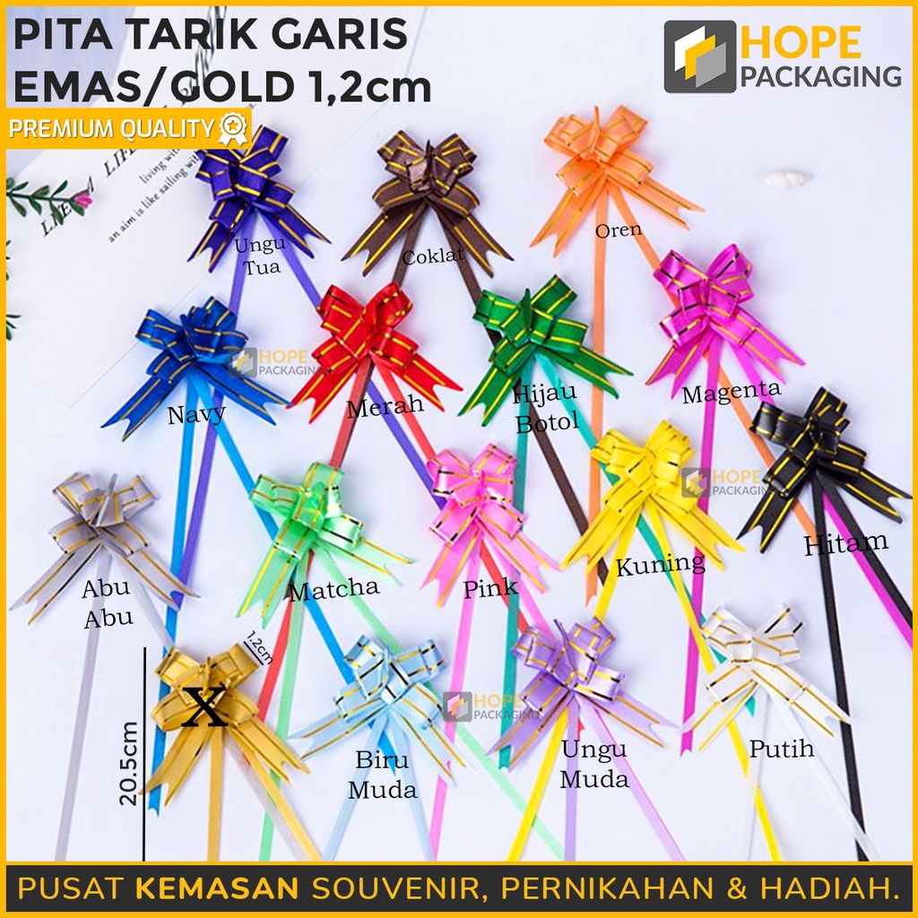 [ 10 pcs ] Pita Tarik List Emas / Gold / pita souvenir hamper ulang tahun acara natal lebaran