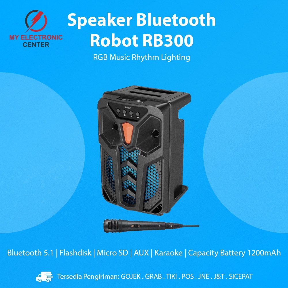 Speaker Bluetooth Robot RB300 Speaker Komputer PC Laptop Karaoke HP