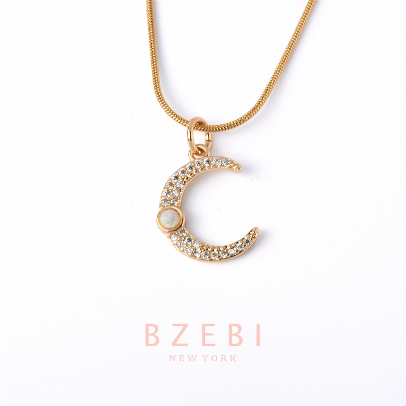 Bzebi Kalung Emas 18k, Kalung Baja Titanium, Kalung Liontin Berlian, Anti Karat, Aksesoris Fashion Wanita, Perhiasan Gaya Korea, Hadiah Ulang Tahun Dengan Box Eksklusif 820n