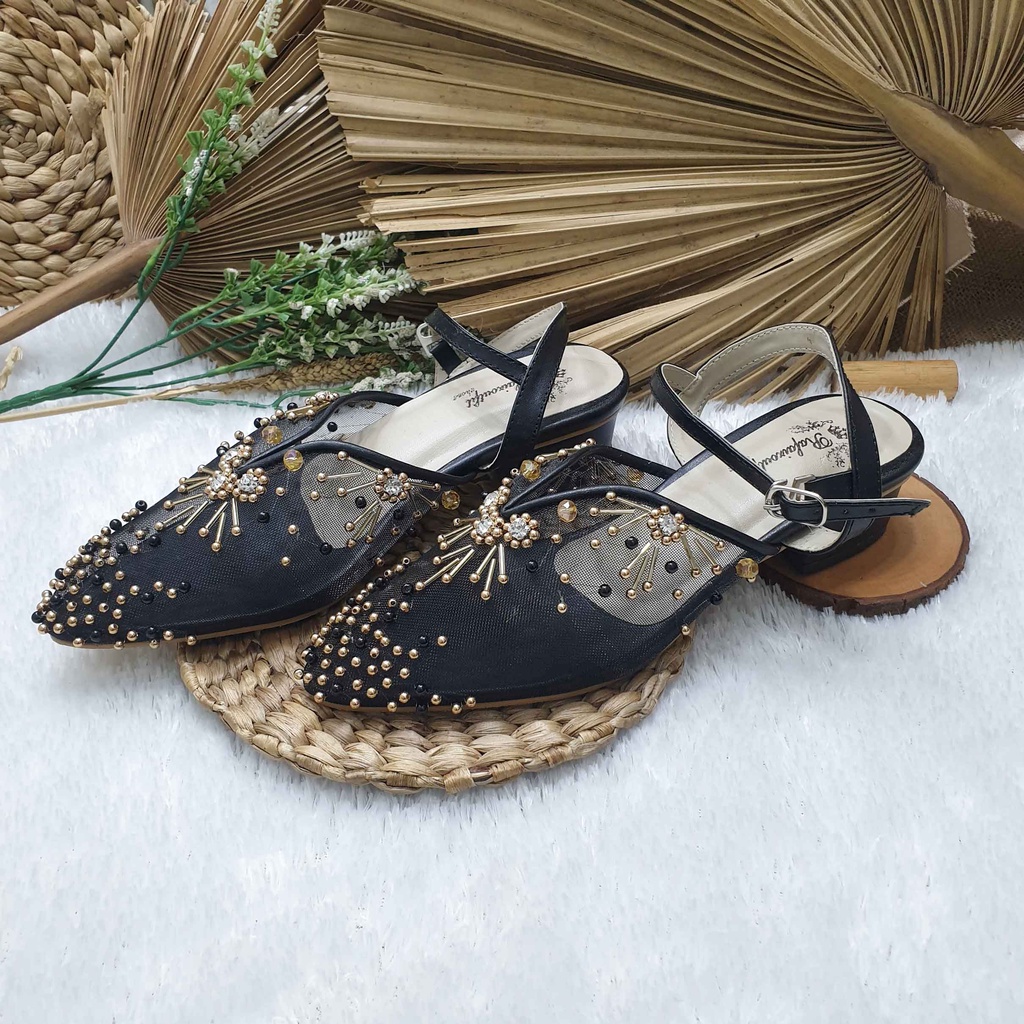 sepatu wedding pesta rullye hitam tali 3 cm