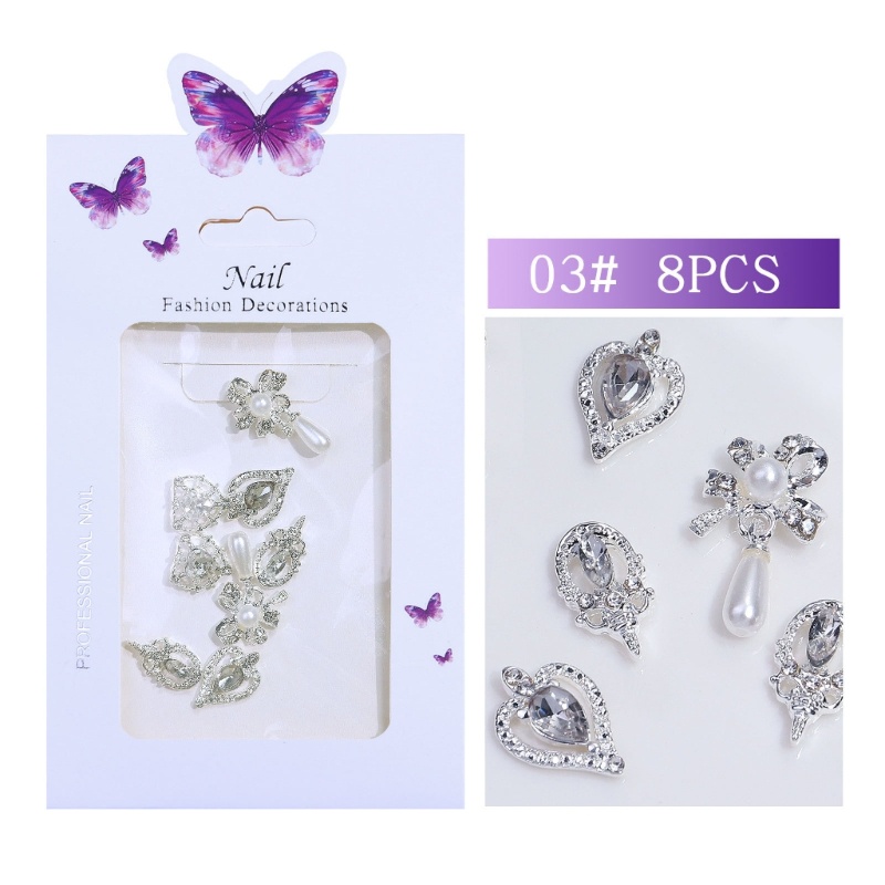 Siy 10Pcs set 3D Perhiasan Kuku Mewah Paduan Nail Art Berlian Imitasi Kristal Mengkilap Berlian Permata Untuk Dekorasi Kuku Cincin Anting