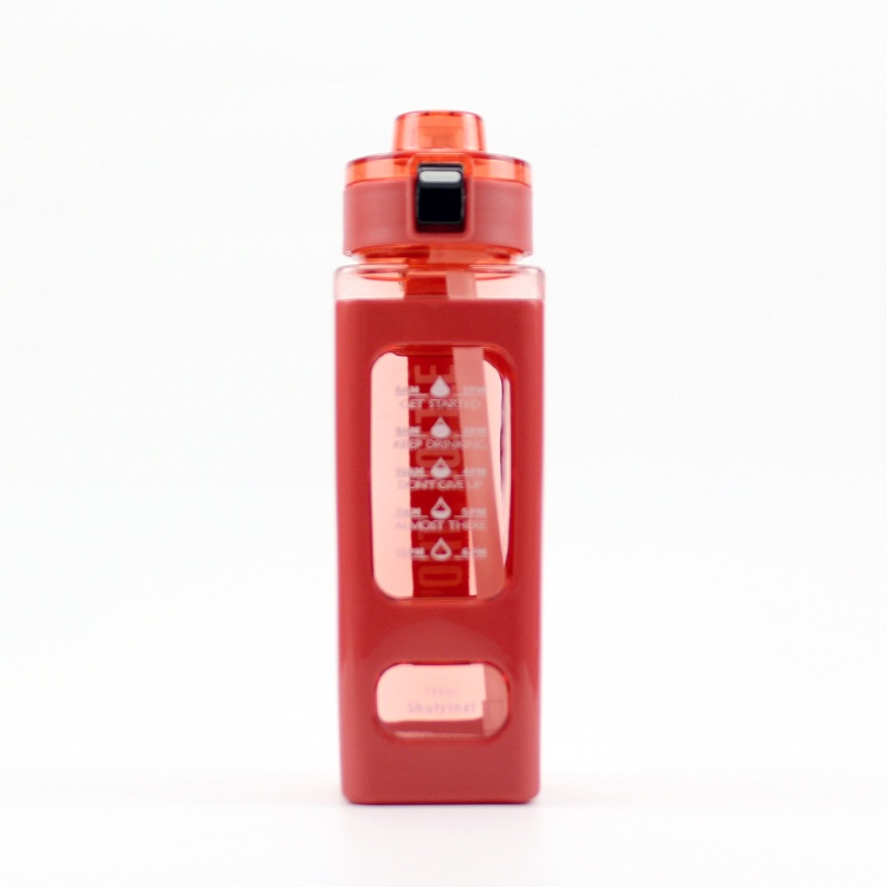 Botol Minum SPORT 700ml Air Lucu BPA Free Korea Square Bear Water Large Capacity Bottle Sport Olahraga Student Portable with Straw Plastic 700 liter Stiker Hias Dekorasi Motivasi Boba